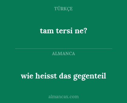 tam tersi ne? - wie heisst das gegenteil