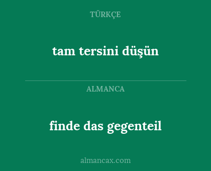 finde das gegenteil - tam tersini düşün