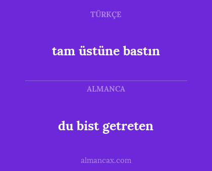 du bist getreten - tam üstüne bastın