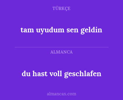 tam uyudum sen geldin - du hast voll geschlafen