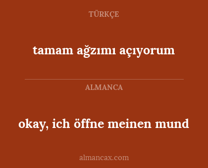 okay, ich öffne meinen mund - tamam ağzımı açıyorum