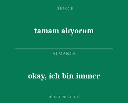 okay, ich bin immer - tamam alıyorum