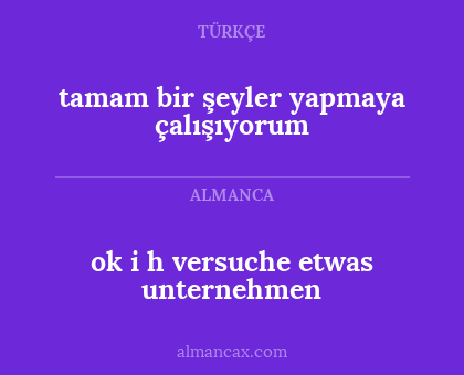 tamam bir şeyler yapmaya çalışıyorum - ok i h versuche etwas unternehmen