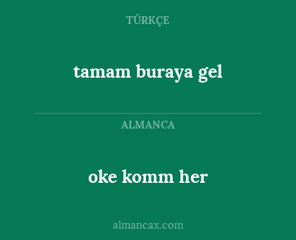 oke komm her - tamam buraya gel