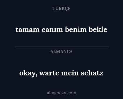 tamam canım benim bekle - okay, warte mein schatz
