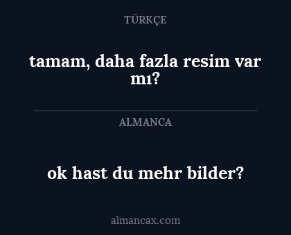 ok hast du mehr bilder? - tamam, daha fazla resim var mı?