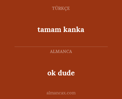 ok dude - tamam kanka