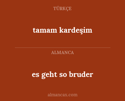 tamam kardeşim - es geht so bruder