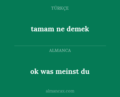 tamam ne demek - ok was meinst du