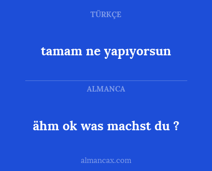 ähm ok was machst du ? - tamam ne yapıyorsun