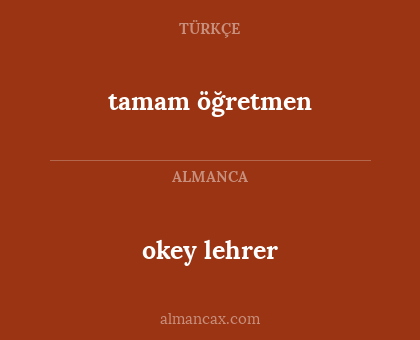 okey lehrer - tamam öğretmen
