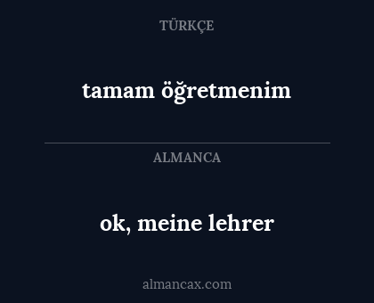 ok, meine lehrer - tamam öğretmenim