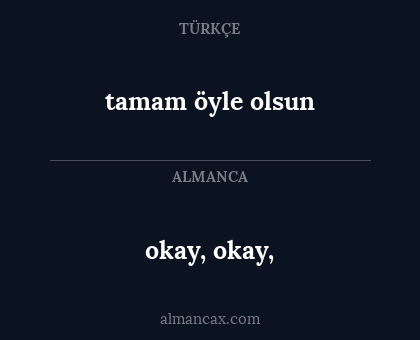 okay, okay, - tamam öyle olsun