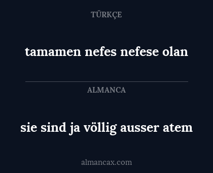 sie sind ja völlig ausser atem - tamamen nefes nefese olan