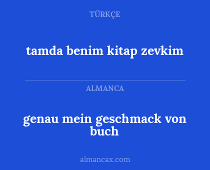 genau mein geschmack von buch - tamda benim kitap zevkim