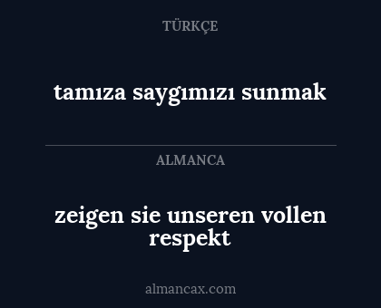 zeigen sie unseren vollen respekt - tamıza saygımızı sunmak