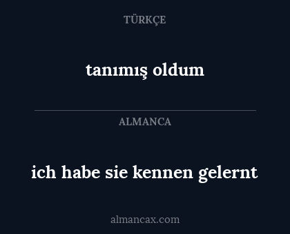 tanımış oldum - ich habe sie kennen gelernt