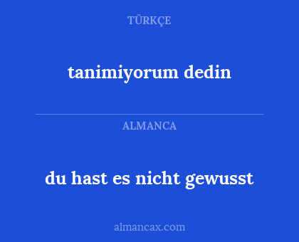tanimiyorum dedin - du hast es nicht gewusst