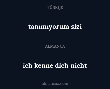 ich kenne dich nicht - tanımıyorum sizi