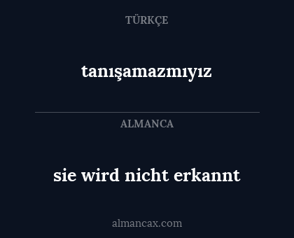 sie wird nicht erkannt - tanışamazmıyız
