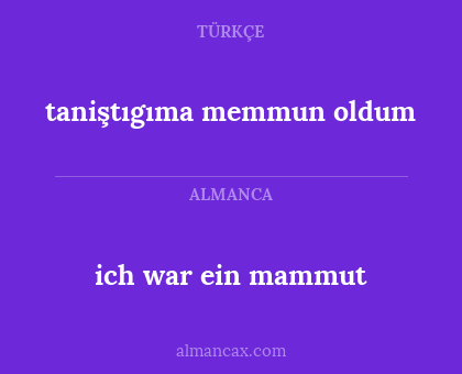 ich war ein mammut - taniştıgıma memmun oldum
