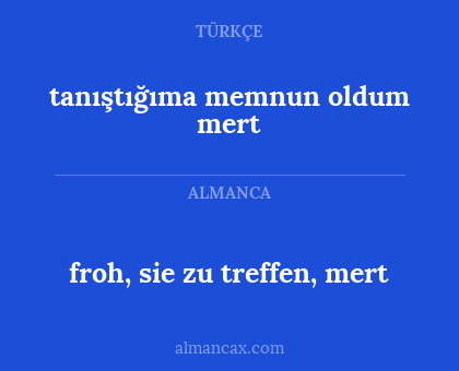 froh, sie zu treffen, mert - tanıştığıma memnun oldum mert
