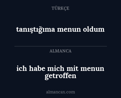 ich habe mich mit menun getroffen - tanıştığıma menun oldum