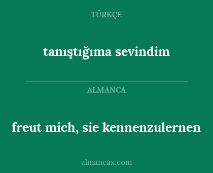 freut mich, sie kennenzulernen - tanıştığıma sevindim