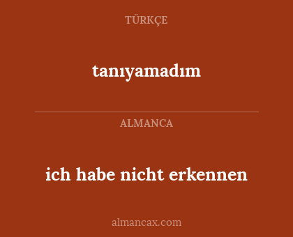 ich habe nicht erkennen - tanıyamadım