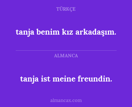 tanja benim kız arkadaşım. - tanja ist meine freundin.