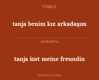 tanja benim kız arkadaşım - tanja i̇st meine freundin