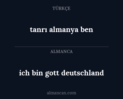  ich bin gott deutschland - tanrı almanya ben