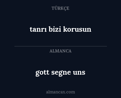 gott segne uns - tanrı bizi korusun