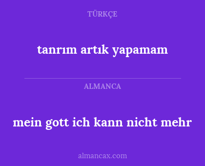 tanrım artık yapamam - mein gott ich kann nicht mehr