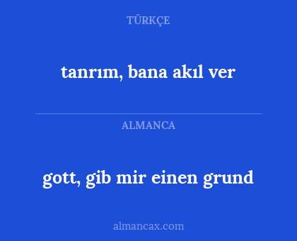 tanrım, bana akıl ver - gott, gib mir einen grund