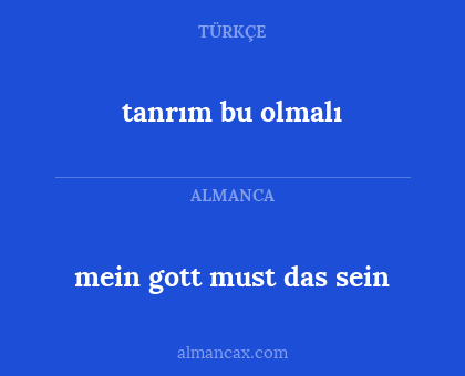 tanrım bu olmalı - mein gott must das sein