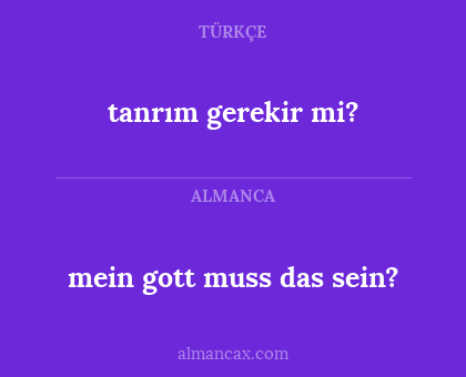 tanrım gerekir mi? - mein gott muss das sein?
