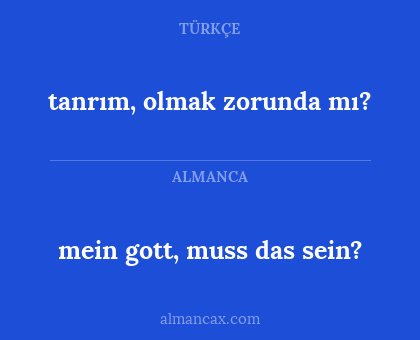 mein gott, muss das sein? - tanrım, olmak zorunda mı?