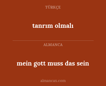 mein gott muss das sein - tanrım olmalı