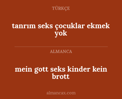 tanrım seks çocuklar ekmek yok - mein gott seks kinder kein brott
