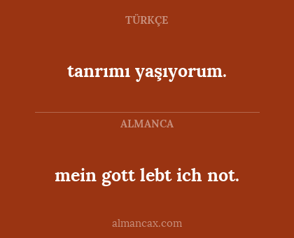 mein gott lebt ich not. - tanrımı yaşıyorum.
