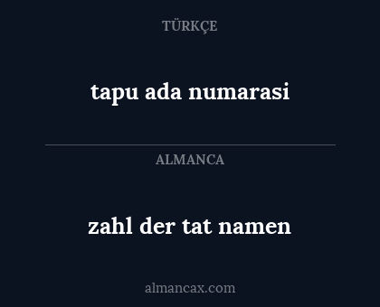 tapu ada numarasi - zahl der tat namen