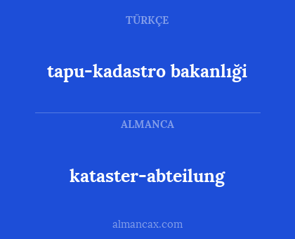 kataster-abteilung - tapu-kadastro bakanlıği