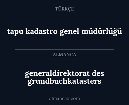 generaldirektorat des grundbuchkatasters - tapu kadastro genel müdürlüğü