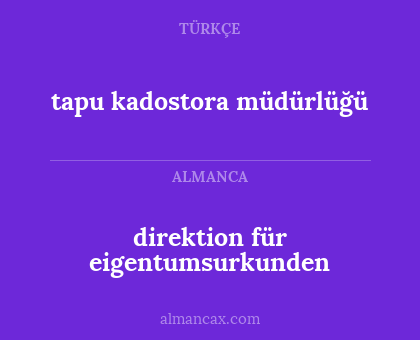 direktion für eigentumsurkunden - tapu kadostora müdürlüğü