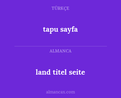 tapu sayfa - land titel seite