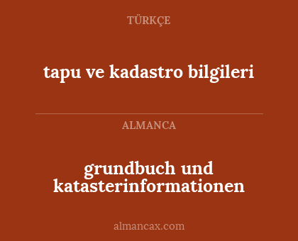 grundbuch und katasterinformationen - tapu ve kadastro bilgileri