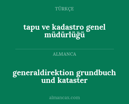 generaldirektion grundbuch und kataster - tapu ve kadastro genel müdürlüğü