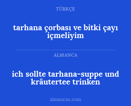 tarhana çorbası ve bitki çayı içmeliyim - ich sollte tarhana-suppe und kräutertee trinken