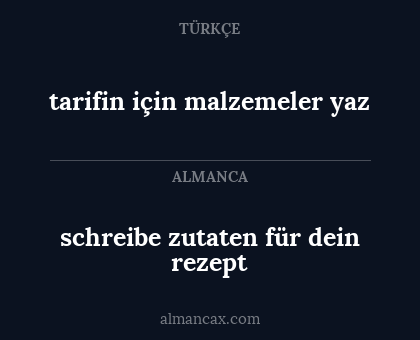 schreibe zutaten für dein rezept - tarifin için malzemeler yaz